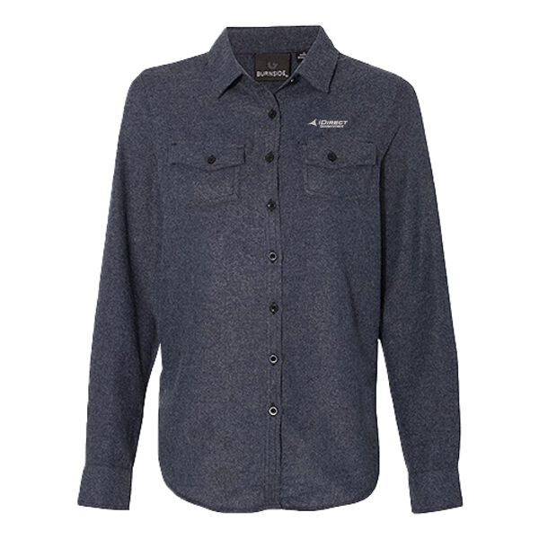   - Women's Long Sleeve Solid Flannel Shirt Thumbnail